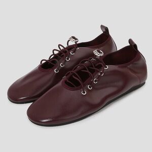 Zara leather lace-up ballet flats